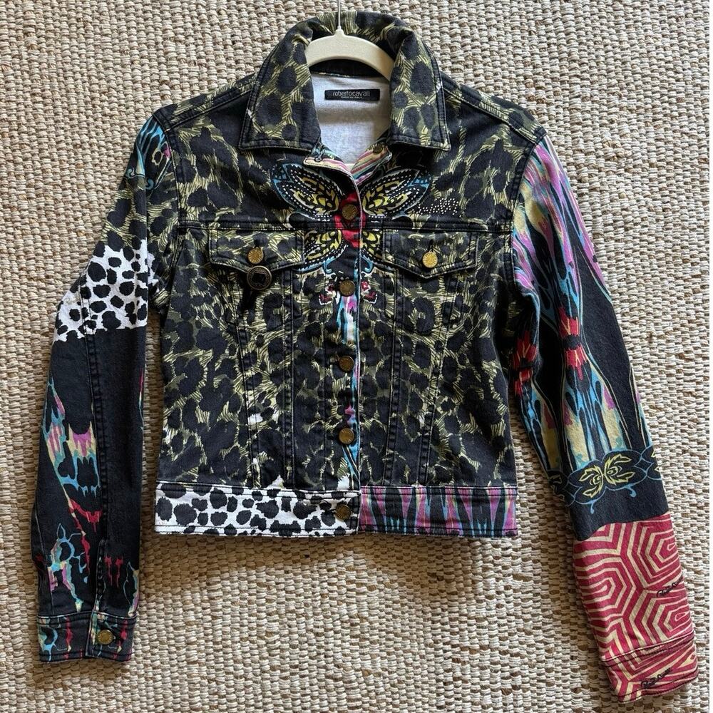 Roberto Cavalli Vintage Y2K Archival Maximalist Jacket XS Made in Italy Cotton